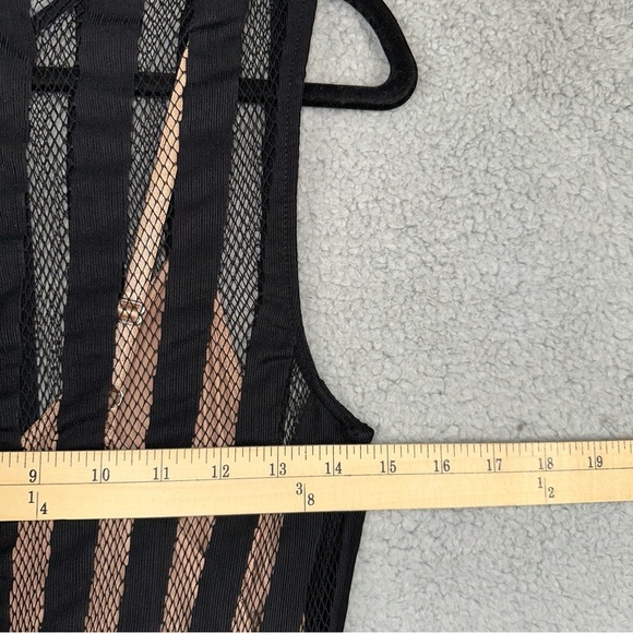 Tracy Reese Evening Dress Womens 4 Black Pleated Illusion Striped Knit Maxi - Picture 7 of 10